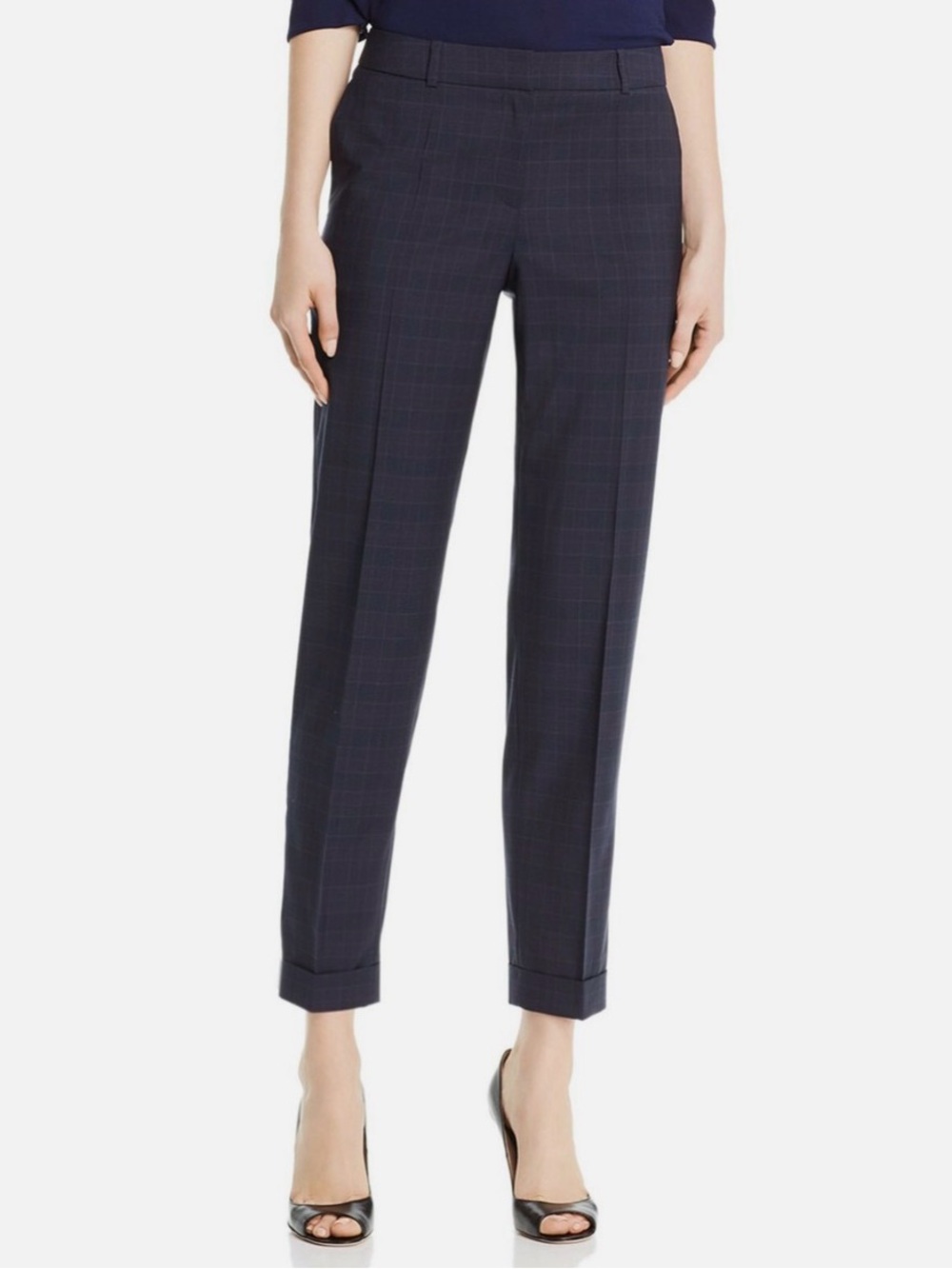 Hugo Boss Tocanes Navy Plaid Ankle Pants